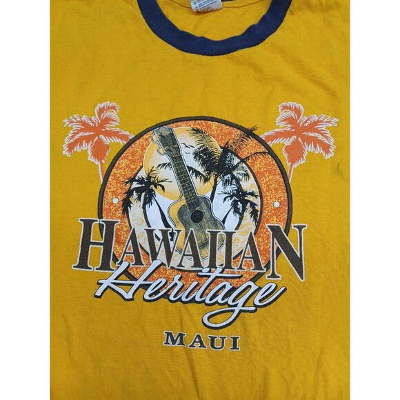 Vtg Hawaiian Heritage Maui Guitar coconut palms Orange Size 2X - Picture 4 of 9